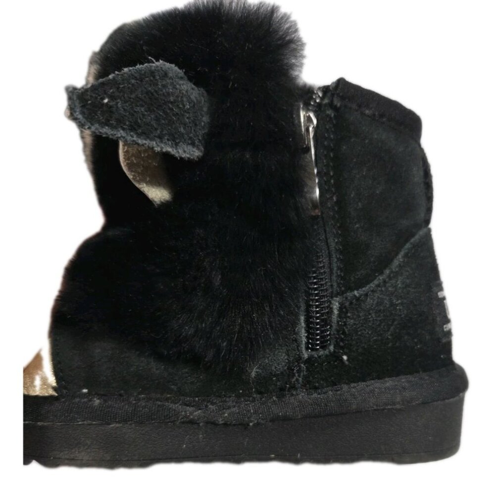 Ozwear Ugg Girls Zip Donkey Boots Gold Black Fuzzy Boots, Toddlers Sz 5 / 6 - Picture 6 of 8